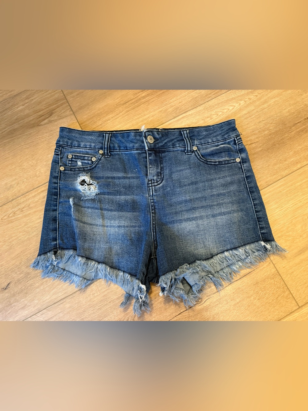 Altar'd State Distressed Dark Blue Denim Cutoff Shorts